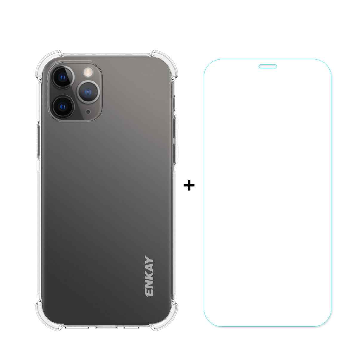 ENKAY Anti-slip Clear TPU Case with 0.26mm 9H 2.5D Tempered Glass Protector for iPhone 12 12 Pro ENKAY Anti-slip Clear TPU Case with 0.26mm 9H 2.5D Tempered Glass Protector for iPhone 12 12 Pro